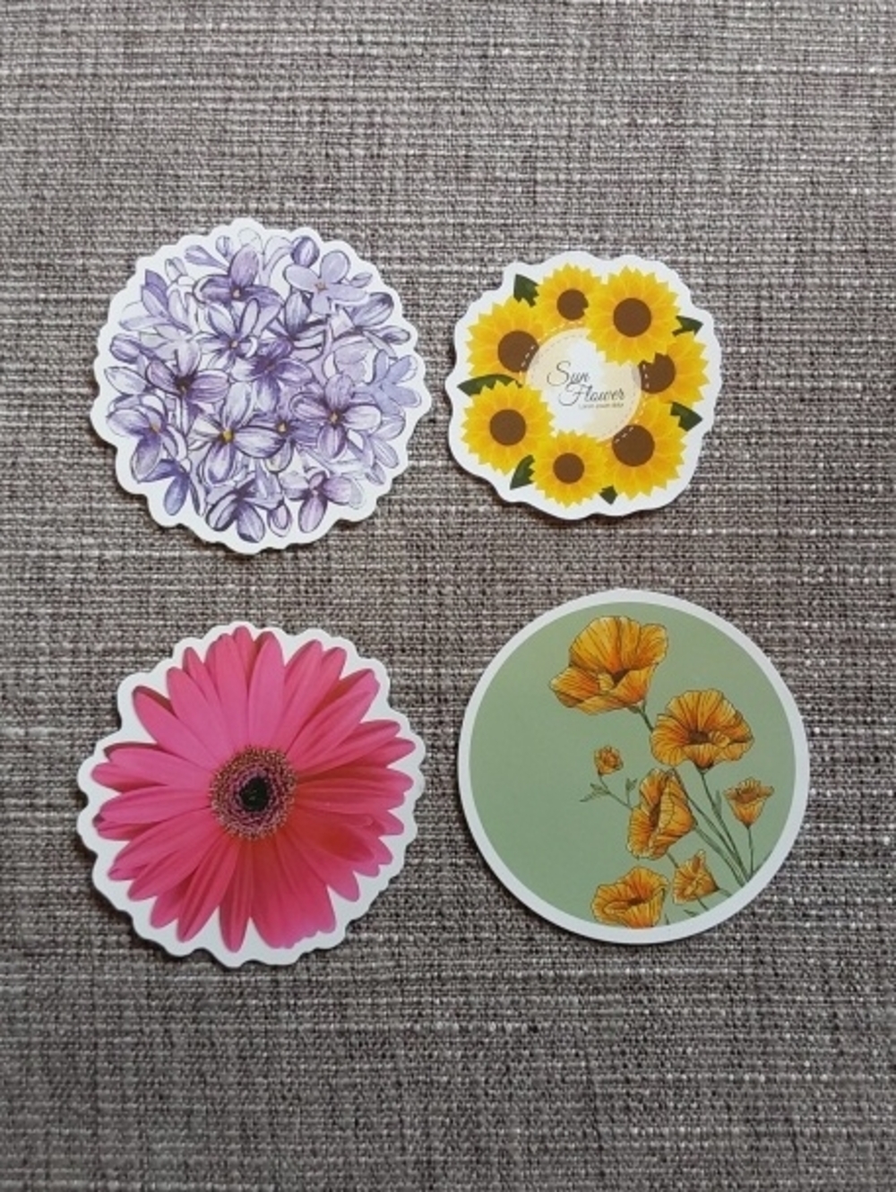 Floral Decorative Sticker Set - Pink, Yellow, Purple, Orange